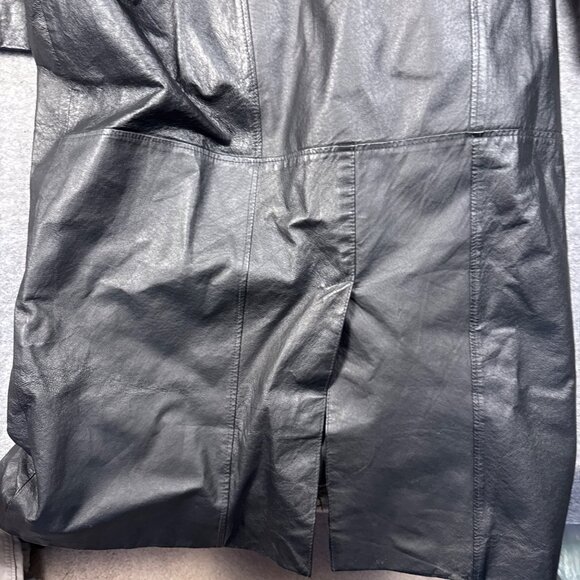 Phase 2 Coat XL Black Leather Jacket Metal Gothic Marilyn Manson Rain Trench - Picture 9 of 13